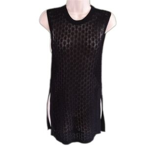 Wilfred Aritzia Lace Knit Side Slit Sleeveless Tunic Top Black XXS